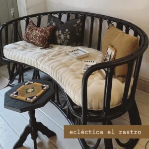 Banco de ratan lacado en negro años 60’